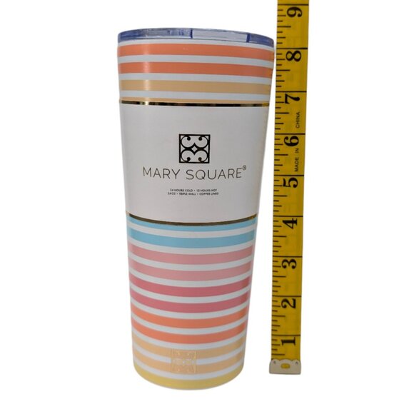 Mary Square Swept Away 24 Oz Tumbler Multi Striped Triple Wall Insulated w/ Lid - Picture 6 of 10